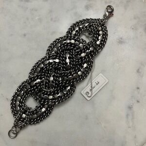 Chunky Statement Gunmetal Bracelet Stella & Dot Crystal Knot Curb‎ Chain Jewelry